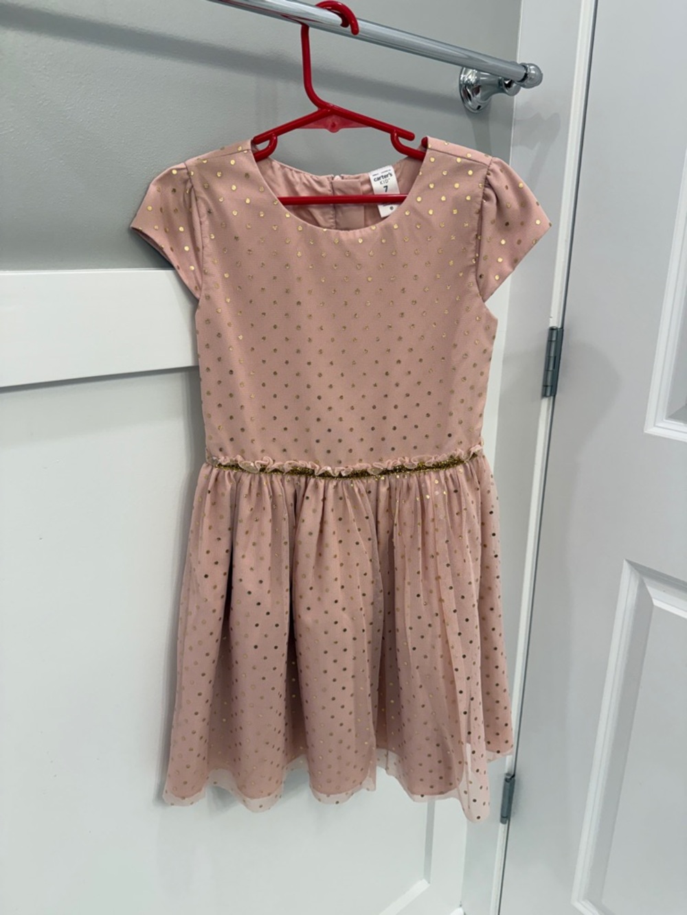 Carter's Pink Dress with Gold Dot Trim